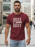 Pánské bavlněné tričko s potiskem DRIFT bordó FashionStreet NX5081R