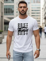 DRIFT FashionStreet pánské bavlněné tričko s potiskem bílé NX5081R