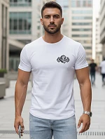 Pánské bavlněné tričko se sportovním potiskem bílé FashionStreet NX5084R