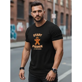 Tshirt męski z nadrukiem  czarny model 22158935 - FashionStreet