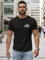 Pánské bavlněné tričko se sportovním potiskem černé FashionStreet NX5084R
