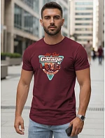 Pánské tričko s potiskem HOT ROD GARAGE bordó FashionStreet NX5093R