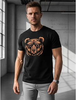 Pánské tričko s potiskem medvěda černé FashionStreet NX043R