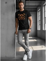 Pánské tričko s potiskem medvěda černé FashionStreet NX043R
