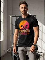 Pánské tričko s potiskem Summer Vibes černé FashionStreet NX047R