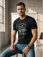 Pánské tričko s potiskem motorky černé FashionStreet NX050R