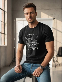 Pánské tričko s potiskem motorky černé FashionStreet NX050R