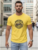 Pánské žluté tričko s potiskem motorky FashionStreet NX5007R