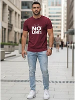 Pánské bavlněné tričko s potiskem No limit maroon FashionStreet NX0129R Pánské bavlněné tričko s potiskem No limit maroon FashionStreet NX0129R