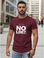 Pánské bavlněné tričko s potiskem No limit maroon FashionStreet NX0129R Pánské bavlněné tričko s potiskem No limit maroon FashionStreet NX0129R