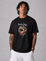 Pánské bavlněné tričko oversize s potiskem černé FashionStreet NX1002R