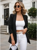 Dámské klasické sako s volánkovými rukávy černé FashionStreet PY0137