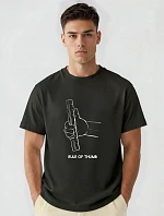 Pánské bavlněné tričko oversize s grafikou černé FashionStreet NX1006R