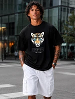 Pánské tričko oversize s tygřím potiskem černé FashionStreet NX1011R