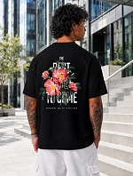 Pánské bavlněné tričko oversize s potiskem černé FashionStreet NX4002R
