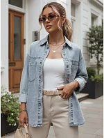 Dámská džínová košile s kapsami, světle modrá, FashionStreet DY0492 Dámská džínová košile s kapsami, světle modrá, FashionStreet DY0492