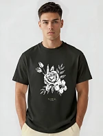 Pánské bavlněné tričko oversize s potiskem černé FashionStreet NX1040R