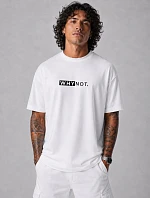 Pánské bavlněné tričko oversize s potiskem bílé FashionStreet NX1042R