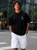 Pánské bavlněné tričko oversize s potiskem černé FashionStreet NX1045R