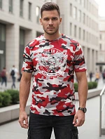 Pánské červenobílé tričko s potiskem moro FashionStreet NX2004R