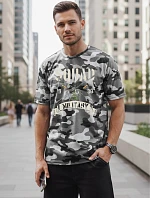 Pánské šedé tričko s vojenským potiskem FashionStreet NX2005R