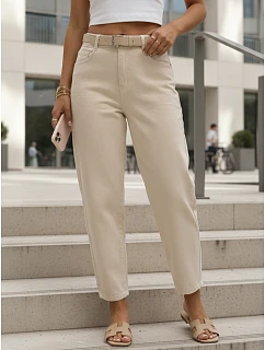 Dámské kalhoty v barvě ecru FashionStreet UY3089