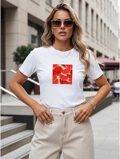 Dámské bavlněné tričko s potiskem, bílé, FashionStreet NX8008RY
