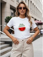 Dámské bavlněné tričko s letním potiskem, bílé, FashionStreet NX8019RY Dámské bavlněné tričko s letním potiskem, bílé, FashionStreet NX8019RY