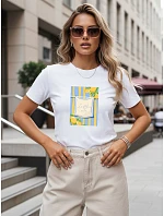 Dámské bavlněné tričko s italským potiskem, bílé, FashionStreet NX8024RY Dámské bavlněné tričko s italským potiskem, bílé, FashionStreet NX8024RY