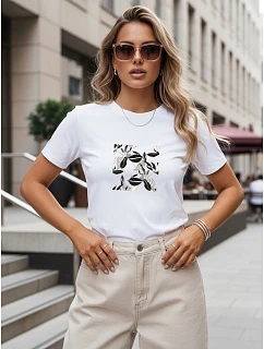 Dámské ležérní tričko s rostlinným motivem, bílé, FashionStreet NX8053RY