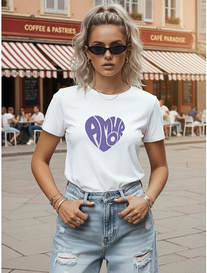 Dámské bavlněné tričko s potiskem, bílé, FashionStreet NX8055RY Dámské bavlněné tričko s potiskem, bílé, FashionStreet NX8055RY