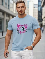 Pánské bavlněné tričko s potiskem ve stylu graffiti, modré, FashionStreet NX0136R