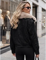 Dámská zimní semišová bunda s kožešinou, černá, FashionStreet TY5697 Dámská zimní semišová bunda s kožešinou, černá, FashionStreet TY5697