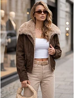 Dámská zimní semišová bunda s kožešinou, hnědá, FashionStreet TY5698 Dámská zimní semišová bunda s kožešinou, hnědá, FashionStreet TY5698