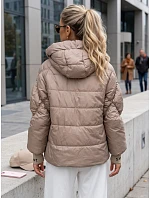 Dámská prošívaná bunda s kapucí, béžová, FashionStreet TY5762 Dámská prošívaná bunda s kapucí, béžová, FashionStreet TY5762