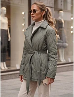 Kurtka damska przejściowa z paskiem zielona FashionStreet TY5805 Kurtka damska przejściowa z paskiem zielona FashionStreet TY5805