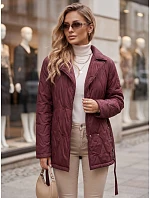 Kurtka damska przejściowa z paskiem bordowa FashionStreet TY5806 Kurtka damska przejściowa z paskiem bordowa FashionStreet TY5806