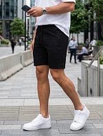 Pánské teplákové kraťasy se stahovacími šňůrkami, černé, FashionStreet SX2640