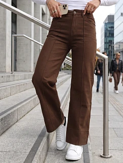 Dámské džíny s širokými nohavicemi a vysokým pasem, hnědé, FashionStreet UY3091