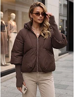 Kurtka damska zimowa pikowana z kapturem brązowa model 22350619 - FashionStreet