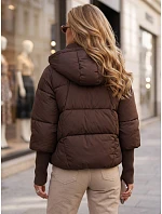 Kurtka damska zimowa pikowana z kapturem brązowa model 22350619 - FashionStreet
