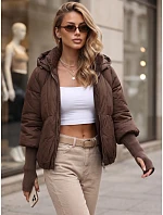 Kurtka damska zimowa pikowana z kapturem brązowa model 22350619 - FashionStreet