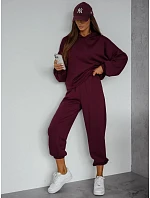 Komplet damski z kapturem bordowy model 22352976 - FashionStreet Komplet damski z kapturem bordowy model 22352976 - FashionStreet