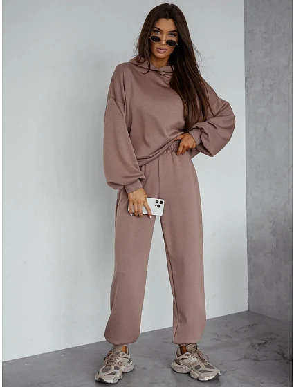 Komplet damski z kapturem cappuccino model 22352985 - FashionStreet Komplet damski z kapturem cappuccino model 22352985 - FashionStreet