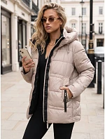 Kurtka damska zimowa pikowana z kapturem beżowa model 22350725 - FashionStreet