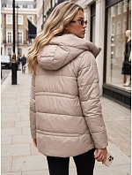 Kurtka damska zimowa pikowana z kapturem beżowa model 22350725 - FashionStreet