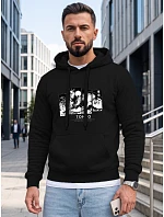 Pánská mikina s kapucí a potiskem TOKYO, černá, FashionStreet NX5146BX Pánská mikina s kapucí a potiskem TOKYO, černá, FashionStreet NX5146BX