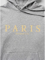 Pánská mikina s kapucí a potiskem PARIS, světle šedá, FashionStreet NX5147BX Pánská mikina s kapucí a potiskem PARIS, světle šedá, FashionStreet NX5147BX