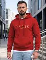Bluza męska z kapturem z nadrukiem PARIS czerwona model 22353047 - FashionStreet Bluza męska z kapturem z nadrukiem PARIS czerwona model 22353047 - FashionStreet