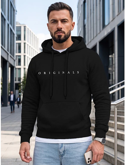 Bluza męska z kapturem z nadrukiem ORIGINALS czarna model 22353052 - FashionStreet Bluza męska z kapturem z nadrukiem ORIGINALS czarna model 22353052 - FashionStreet